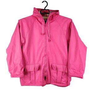 Womens Pink Hooded Rain Jacket Totes Weather Protectors Full Zip Size S